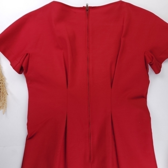 See By Chloe Anthropologie Thick Red Pleated Stretch Scoop Neck Dress Sz… - Picture 8 of 14